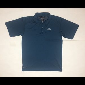 The North Face Mens Small Blue Polo Flashdry Snap